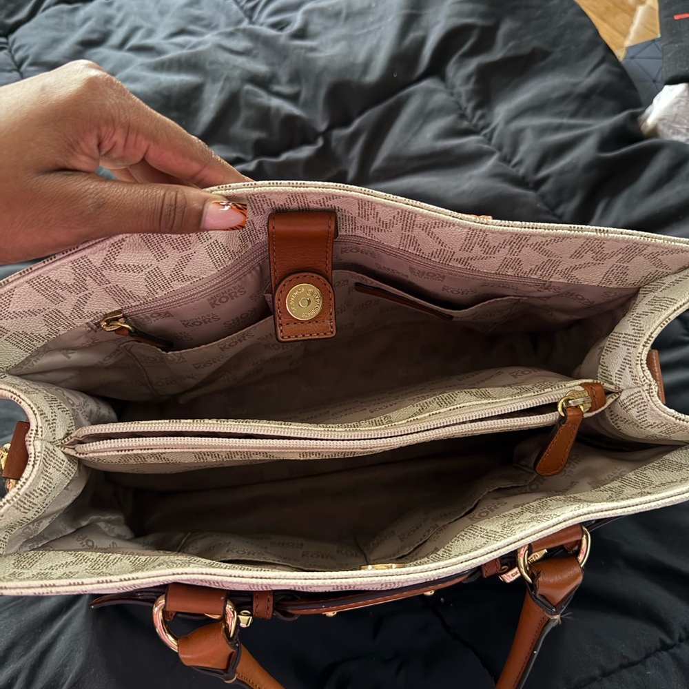 Michael Kors Beige and Tan Logo Tote - Picture 3 of 4